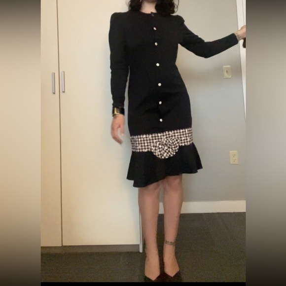 Vintage 1980s Goody Brand Wednesday Adams Style Drop Waist Long-sleeve Dress - Picture 1 of 12